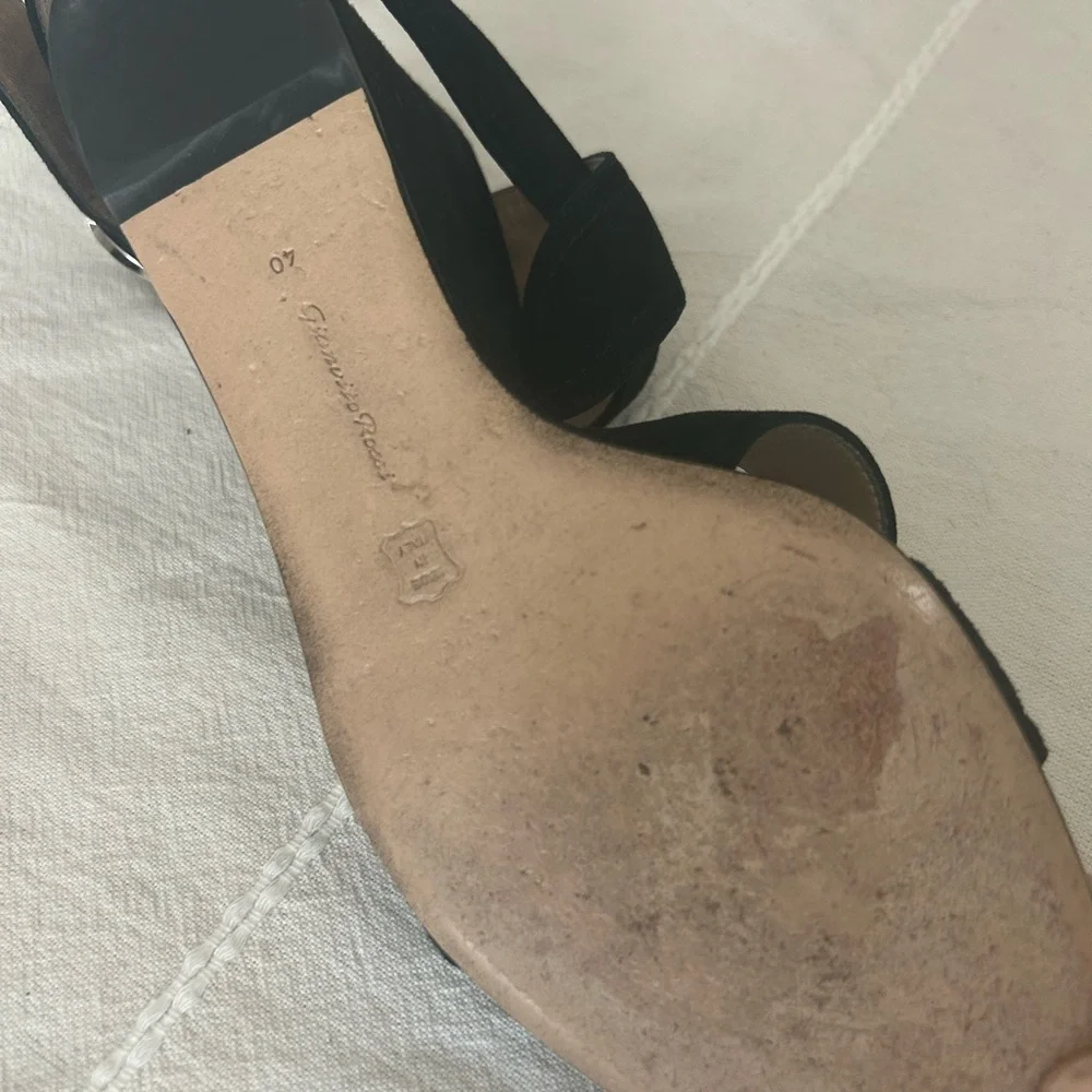 Gianvito Rossi black suede ankle wrap wedge sandals - Picture 9 of 9